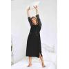 imageEkouaer Sleepwear Women Long Sleeve Hooded Nightgown Contrast Color Full Length Loungewear with Pocket S4XLBlackGrey