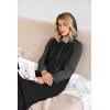 imageEkouaer Sleepwear Women Long Sleeve Hooded Nightgown Contrast Color Full Length Loungewear with Pocket S4XLBlackGrey