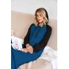 imageEkouaer Sleepwear Women Long Sleeve Hooded Nightgown Contrast Color Full Length Loungewear with Pocket S4XLBlue