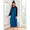 imageEkouaer Sleepwear Women Long Sleeve Hooded Nightgown Contrast Color Full Length Loungewear with Pocket S4XLBlue