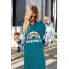 imageEkouaer Sleepwear Women Long Sleeve Hooded Nightgown Contrast Color Full Length Loungewear with Pocket S4XLBlue Green