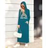 imageEkouaer Sleepwear Women Long Sleeve Hooded Nightgown Contrast Color Full Length Loungewear with Pocket S4XLBlue Green