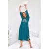 imageEkouaer Sleepwear Women Long Sleeve Hooded Nightgown Contrast Color Full Length Loungewear with Pocket S4XLBlue Green