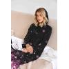 imageEkouaer Sleepwear Women Long Sleeve Hooded Nightgown Contrast Color Full Length Loungewear with Pocket S4XLCherry Blossoms Black