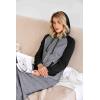 imageEkouaer Sleepwear Women Long Sleeve Hooded Nightgown Contrast Color Full Length Loungewear with Pocket S4XLDark Grey