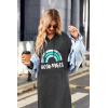 imageEkouaer Sleepwear Women Long Sleeve Hooded Nightgown Contrast Color Full Length Loungewear with Pocket S4XLDark Grey Rainbow