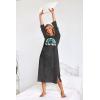 imageEkouaer Sleepwear Women Long Sleeve Hooded Nightgown Contrast Color Full Length Loungewear with Pocket S4XLDark Grey Rainbow