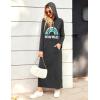 imageEkouaer Sleepwear Women Long Sleeve Hooded Nightgown Contrast Color Full Length Loungewear with Pocket S4XLDark Grey Rainbow