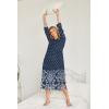 imageEkouaer Sleepwear Women Long Sleeve Hooded Nightgown Contrast Color Full Length Loungewear with Pocket S4XLDot Navy