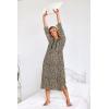 imageEkouaer Sleepwear Women Long Sleeve Hooded Nightgown Contrast Color Full Length Loungewear with Pocket S4XLLeopard