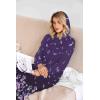 imageEkouaer Sleepwear Women Long Sleeve Hooded Nightgown Contrast Color Full Length Loungewear with Pocket S4XLPurple Flower