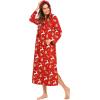 imageEkouaer Sleepwear Women Long Sleeve Hooded Nightgown Contrast Color Full Length Loungewear with Pocket S4XLRed Christmas Deer
