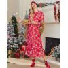 imageEkouaer Sleepwear Women Long Sleeve Hooded Nightgown Contrast Color Full Length Loungewear with Pocket S4XLRed Snowflake