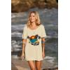 imageEkouaer Womens Swimsuit Beach Cover Up Short Sleeve Cover Ups for Swimwear Bathing Suit Coverups SXXXLBeige Sunset