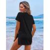 imageEkouaer Womens Swimsuit Beach Cover Up Short Sleeve Cover Ups for Swimwear Bathing Suit Coverups SXXXLBlack Tropical  Letter