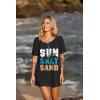imageEkouaer Womens Swimsuit Beach Cover Up Short Sleeve Cover Ups for Swimwear Bathing Suit Coverups SXXXLBlack Tropical  Letter