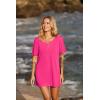 imageEkouaer Womens Swimsuit Beach Cover Up Short Sleeve Cover Ups for Swimwear Bathing Suit Coverups SXXXLHot Pink