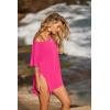 imageEkouaer Womens Swimsuit Beach Cover Up Short Sleeve Cover Ups for Swimwear Bathing Suit Coverups SXXXLHot Pink