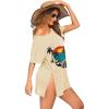 imageEkouaer Womens Swimsuit Beach Cover Up Short Sleeve Cover Ups for Swimwear Bathing Suit Coverups SXXXLBeige Sunset