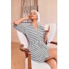 imageEkouaer Robes for Women Waffle Knit Bathrobe Soft Lightweight Knee Length Loungewear SXXLBlack Stripe