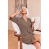 imageEkouaer Robes for Women Waffle Knit Bathrobe Soft Lightweight Knee Length Loungewear SXXLBrown