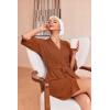 imageEkouaer Robes for Women Waffle Knit Bathrobe Soft Lightweight Knee Length Loungewear SXXLCaramel Colour