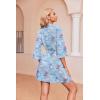 imageEkouaer Robes for Women Waffle Knit Bathrobe Soft Lightweight Knee Length Loungewear SXXLFloral Blue