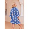 imageEkouaer Robes for Women Waffle Knit Bathrobe Soft Lightweight Knee Length Loungewear SXXLFloral Leopard Blue