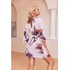 imageEkouaer Robes for Women Waffle Knit Bathrobe Soft Lightweight Knee Length Loungewear SXXLFloral Light Pink