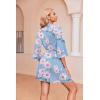 imageEkouaer Robes for Women Waffle Knit Bathrobe Soft Lightweight Knee Length Loungewear SXXLFloral White Pink