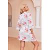 imageEkouaer Robes for Women Waffle Knit Bathrobe Soft Lightweight Knee Length Loungewear SXXLFloral White Red