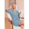 imageEkouaer Robes for Women Waffle Knit Bathrobe Soft Lightweight Knee Length Loungewear SXXLLight Blue