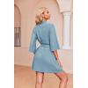 imageEkouaer Robes for Women Waffle Knit Bathrobe Soft Lightweight Knee Length Loungewear SXXLLight Blue