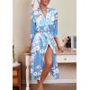 imageEkouaer Silk Robes for Women Long Satin Bride Bridesmaid Wedding Party Robes Lightweight Sexy Sleepwear with PocketsPrinted 1