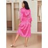 imageEkouaer Silk Robes for Women Long Satin Bride Bridesmaid Wedding Party Robes Lightweight Sexy Sleepwear with PocketsPrinted 2