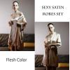 imageEkouaer Sleepwear Womens Satin Nightgown with Robes Set 2 Piece Sexy Lace Cami NightwearFlesh Color