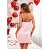 imageEkouaer Sleepwear Womens Satin Nightgown with Robes Set 2 Piece Sexy Lace Cami NightwearLeopard Pink