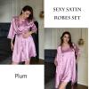 imageEkouaer Sleepwear Womens Satin Nightgown with Robes Set 2 Piece Sexy Lace Cami NightwearPlum