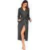 imageEkouaer Women Kimono Robes Full Length Knit Bathrobe Lightweight Soft Sleepwear Vneck Casual Ladies Loungewear SXXLDark Gray