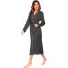 imageEkouaer Women Kimono Robes Full Length Knit Bathrobe Lightweight Soft Sleepwear Vneck Casual Ladies Loungewear SXXLDark Gray