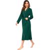 imageEkouaer Women Kimono Robes Full Length Knit Bathrobe Lightweight Soft Sleepwear Vneck Casual Ladies Loungewear SXXLDark Green