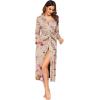 imageEkouaer Women Kimono Robes Full Length Knit Bathrobe Lightweight Soft Sleepwear Vneck Casual Ladies Loungewear SXXLFloral Beige