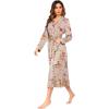 imageEkouaer Women Kimono Robes Full Length Knit Bathrobe Lightweight Soft Sleepwear Vneck Casual Ladies Loungewear SXXLFloral Beige