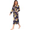imageEkouaer Women Kimono Robes Full Length Knit Bathrobe Lightweight Soft Sleepwear Vneck Casual Ladies Loungewear SXXLFloral Deep Blue