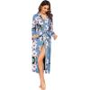 imageEkouaer Women Kimono Robes Full Length Knit Bathrobe Lightweight Soft Sleepwear Vneck Casual Ladies Loungewear SXXLFloral Light Blue