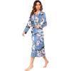 imageEkouaer Women Kimono Robes Full Length Knit Bathrobe Lightweight Soft Sleepwear Vneck Casual Ladies Loungewear SXXLFloral Light Blue