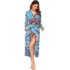 imageEkouaer Women Kimono Robes Full Length Knit Bathrobe Lightweight Soft Sleepwear Vneck Casual Ladies Loungewear SXXLFloral Mandala Blue
