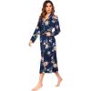 imageEkouaer Women Kimono Robes Full Length Knit Bathrobe Lightweight Soft Sleepwear Vneck Casual Ladies Loungewear SXXLFloral Navy