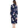 imageEkouaer Women Kimono Robes Full Length Knit Bathrobe Lightweight Soft Sleepwear Vneck Casual Ladies Loungewear SXXLFloral Navy