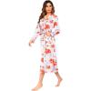 imageEkouaer Women Kimono Robes Full Length Knit Bathrobe Lightweight Soft Sleepwear Vneck Casual Ladies Loungewear SXXLFloral White
